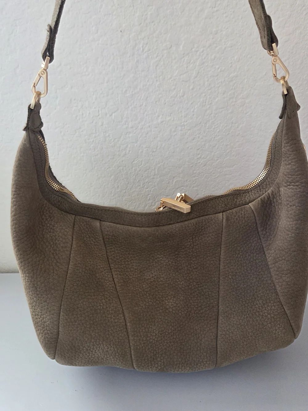 Hammitt Morgan Shoulder Bag NUBUCK/BRUSHED GOLD